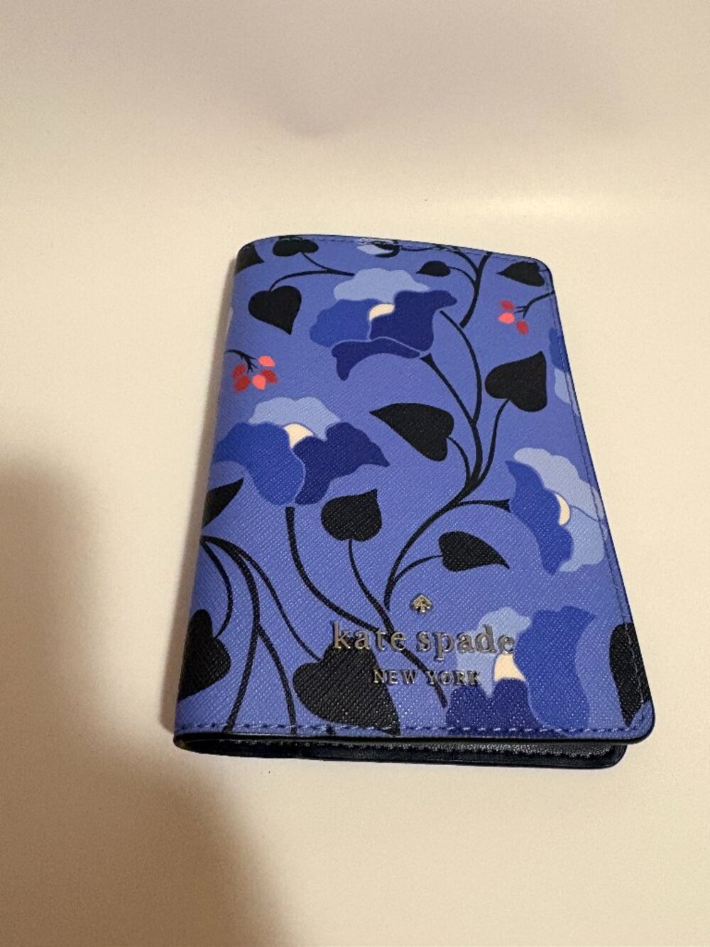 Kate Spade New York Cedar Street Floral Saffiano Leather Passport Holder Blue Tr